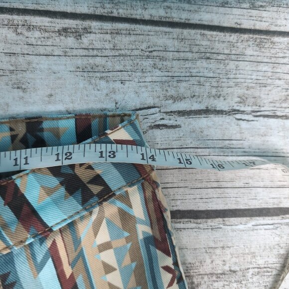 Rock & Roll Denim Ladies High Rise Blue/Brown Aztec Bell Bottom Jeans 28x34 - Picture 5 of 8